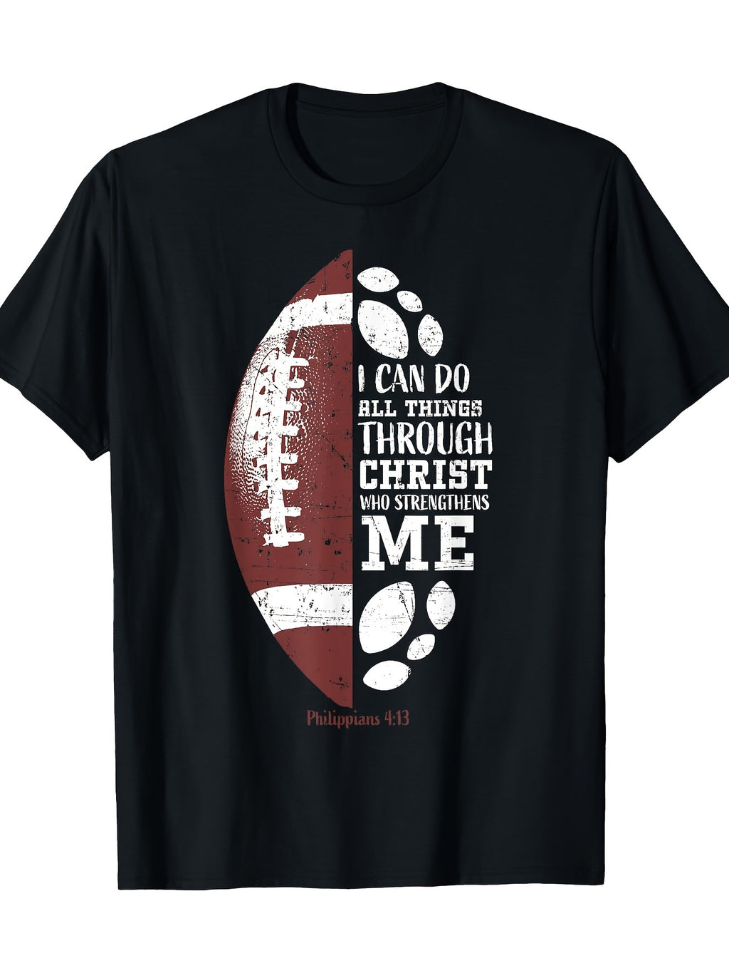 Christian football gift for teenagers, boys, children, men, religious scripture T-shirt, men's T-shirt, 220g