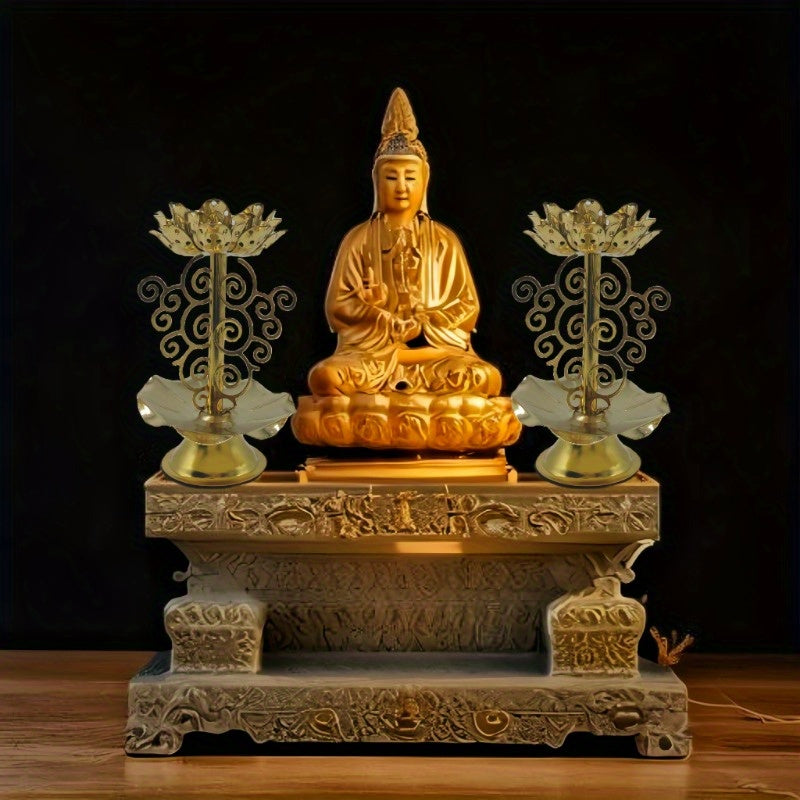 2pcs For Lotus Candle Holders for Buddha & Religious Temples - Elegant Metal Decorative Candlesticks for Home, Weddings, and Special Occasions