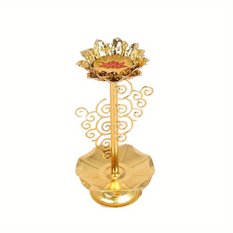 2pcs For Lotus Candle Holders for Buddha & Religious Temples - Elegant Metal Decorative Candlesticks for Home, Weddings, and Special Occasions