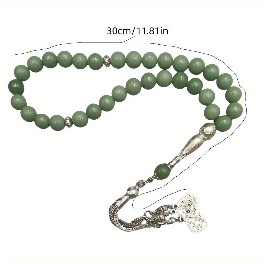 Glow-in-the-Dark Muslim Prayer Beads - 33 Natural Stone Tasbih, Arabian Fashion Y-Necklace for Ramadan, Spiritual Daily Wear, No Electricity Required, Ideal for Festival Celebrations & Gifts