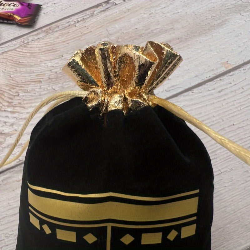 5-Pack Velvet Kaaba Drawstring Bags - Polyethylene Material - Muslim Islamic Hajj Umrah Ramadan Eid Gift Pouches