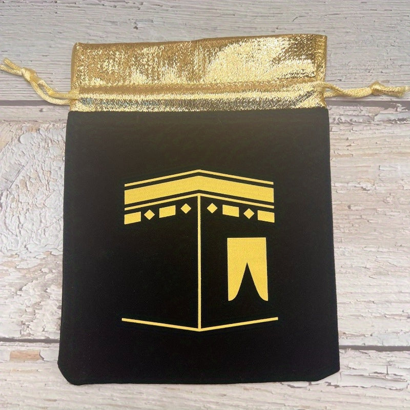 5-Pack Velvet Kaaba Drawstring Bags - Polyethylene Material - Muslim Islamic Hajj Umrah Ramadan Eid Gift Pouches