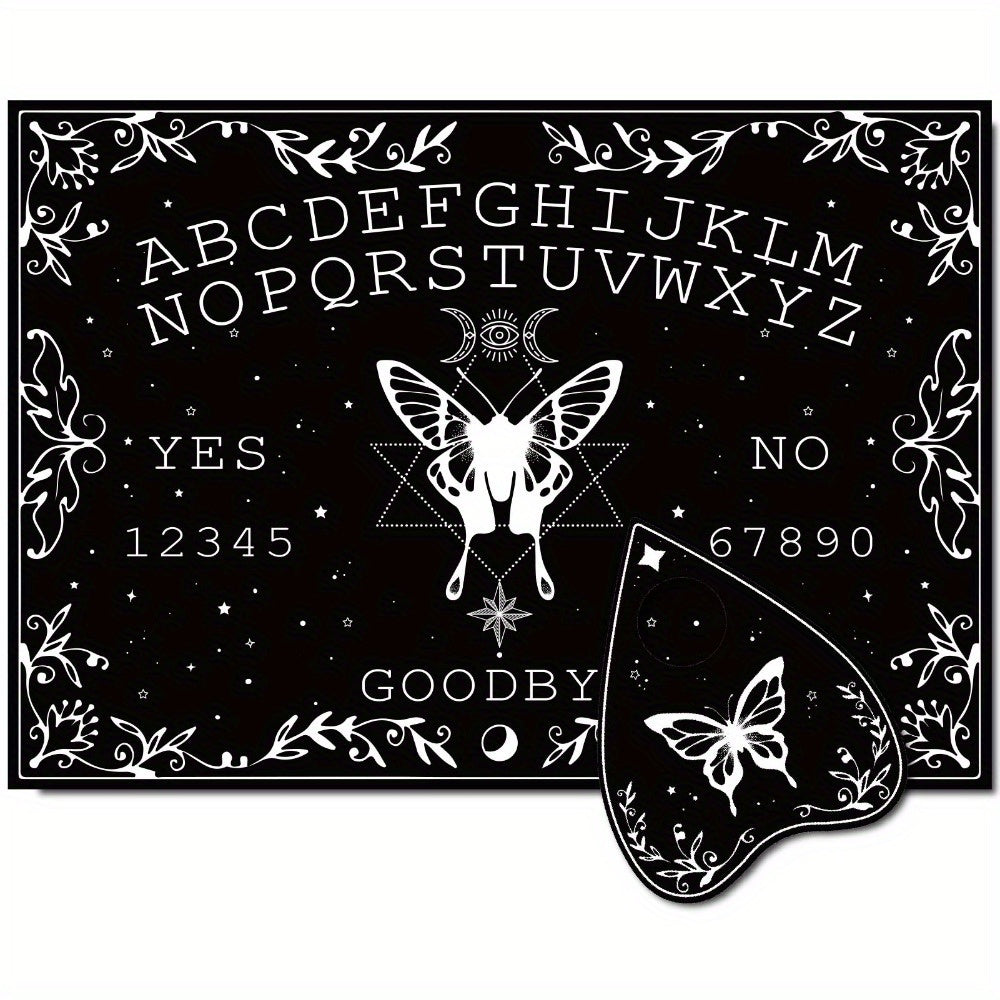 Mystical Butterfly Wooden Pendulum Board Set with Moon Phase Design, Includes Planchette - Perfect for Wicca & Divination, Home Decor 11.8x8.3 Inches