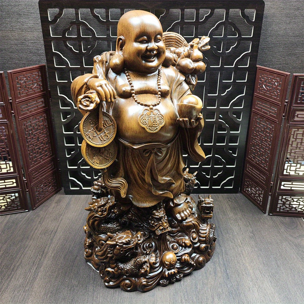 1pc Xianglong Handcrafted ABS Resin Laughing Buddha Sculpture, Traditional Oriental Mysterious Power Figurine, Ideal for Housewarming and Opening Gifts