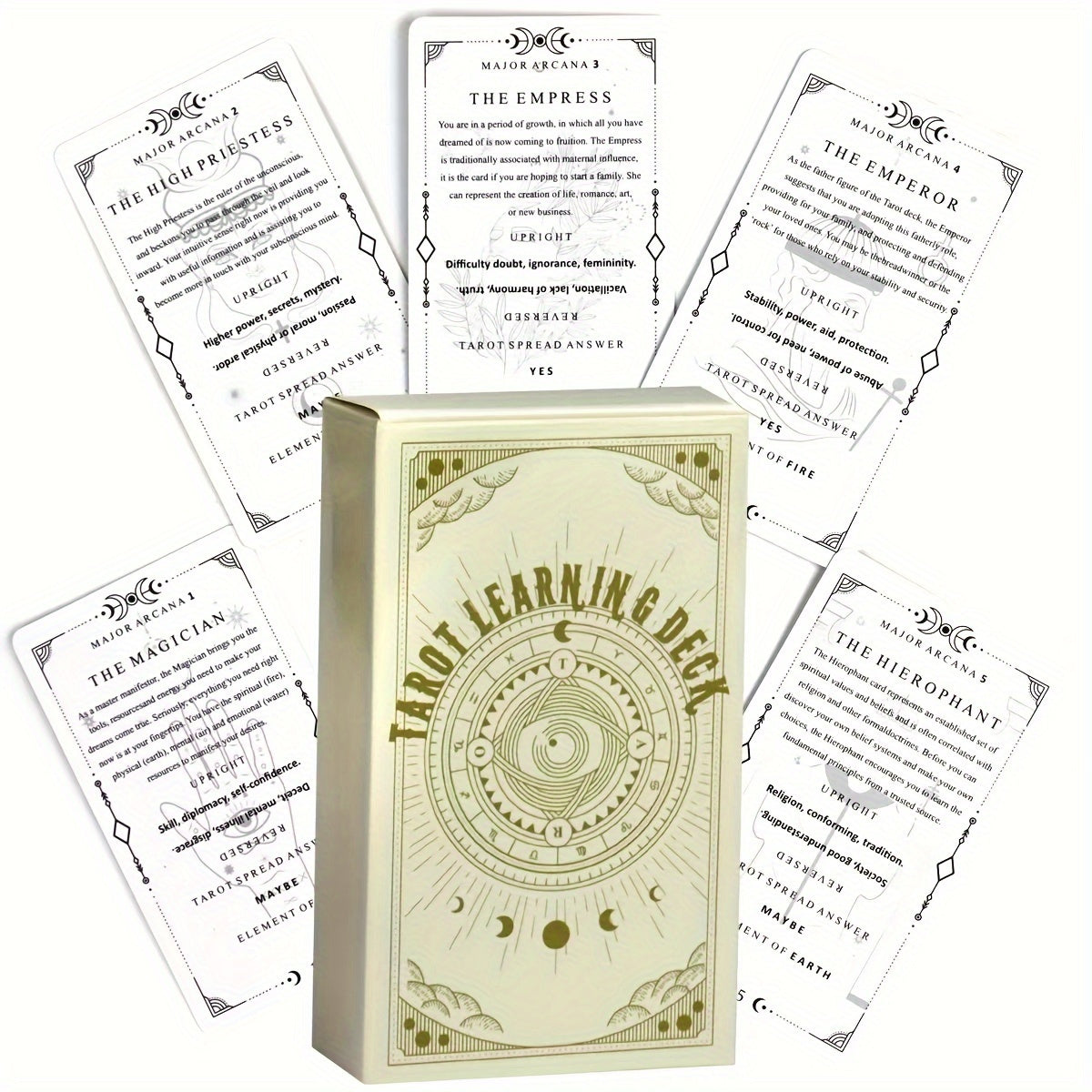 Divination Learning Deck Flashcards With Guidebook – 78-Card Divination Study Kit For Beginners, Educational Divination Cards Set For Self-Teaching, Paper Material, Ideal For Ages 18 & Up