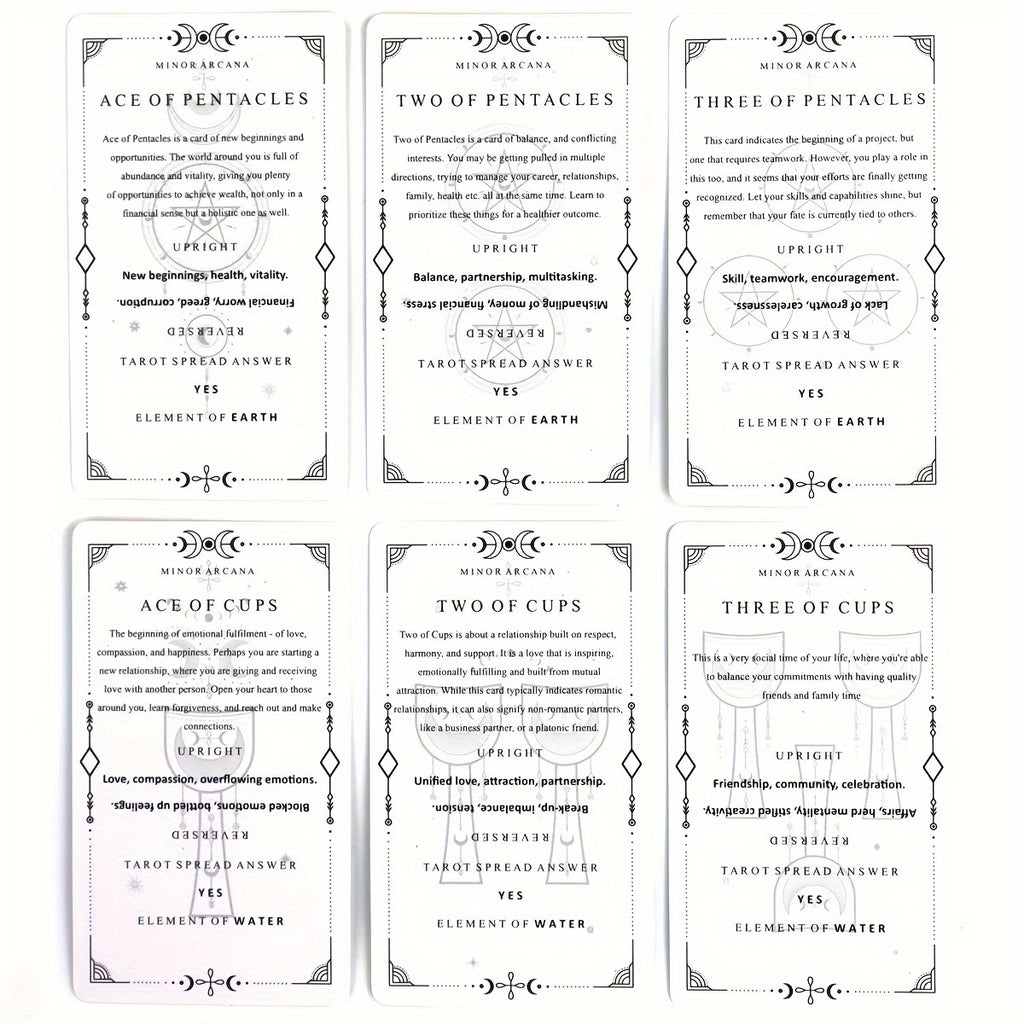 Divination Learning Deck Flashcards With Guidebook – 78-Card Divination Study Kit For Beginners, Educational Divination Cards Set For Self-Teaching, Paper Material, Ideal For Ages 18 & Up