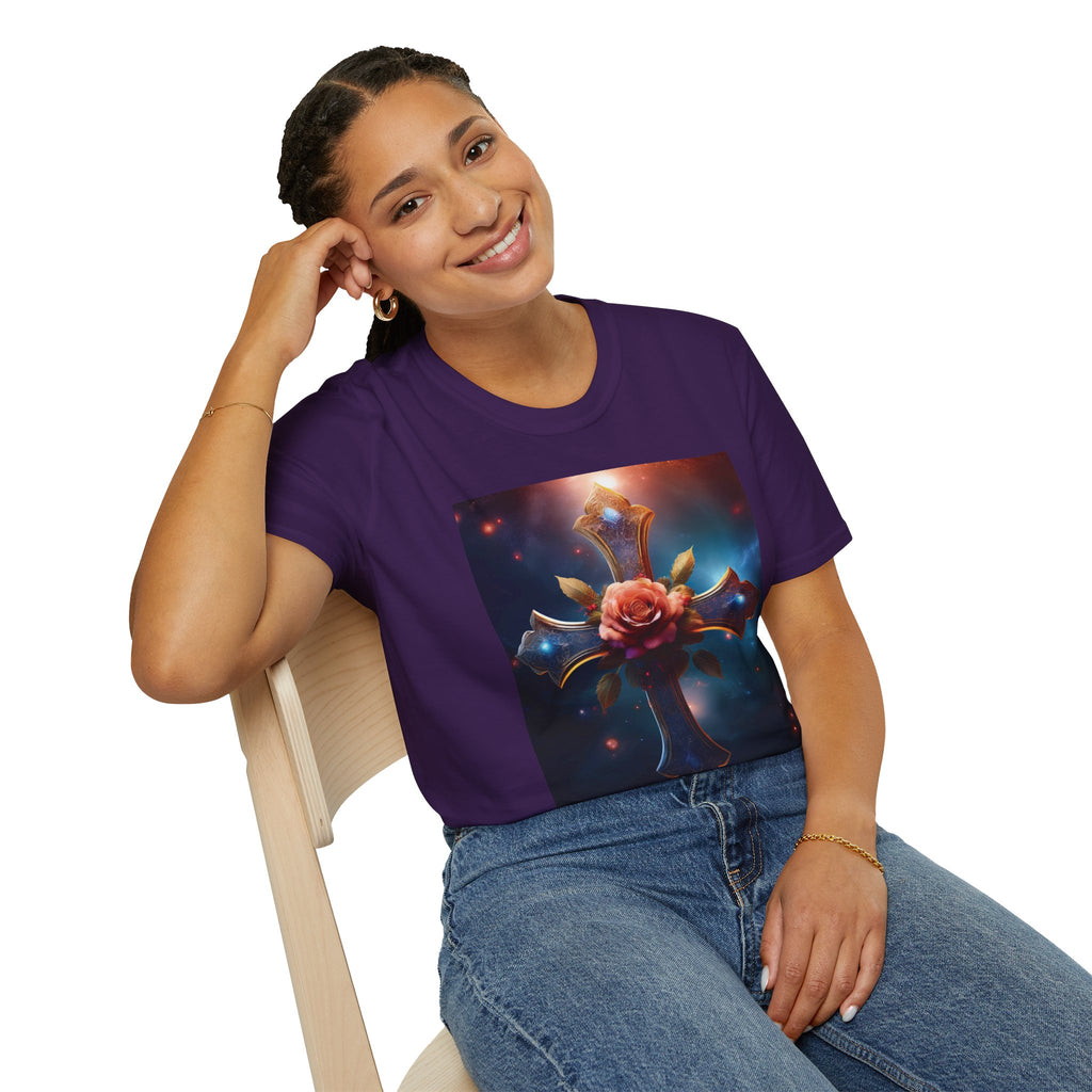 Mystic Rose and Cross Unisex Softstyle T-Shirt