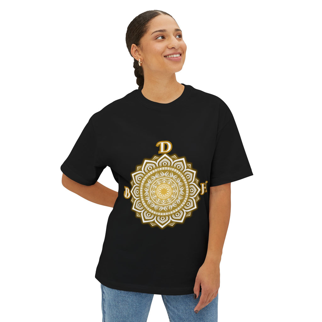 Duds By Hochmah Gold Mandala Unisex Oversized Boxy Tee