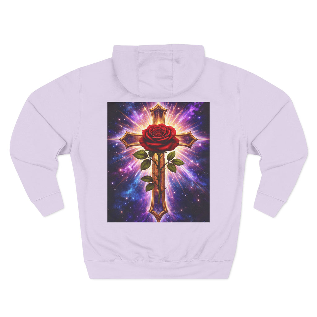 Cosmic Rose Cross Hoodie — Spiritual Rosicrucian Graphic Pullover