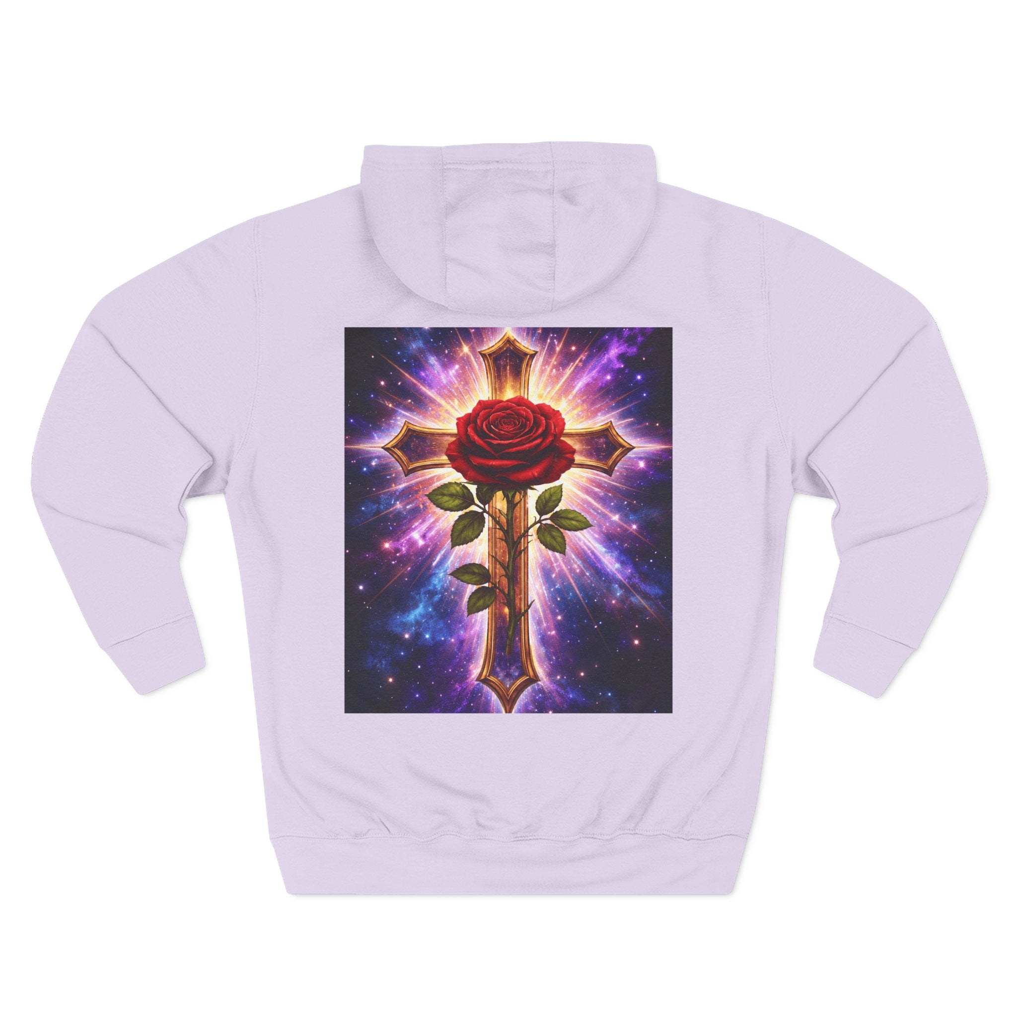 Cosmic Rose Cross Hoodie — Spiritual Rosicrucian Graphic Pullover