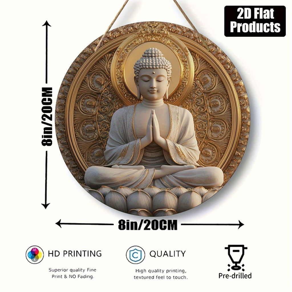 2D Decorative Metal Painting- Buddha, meditation, lotus, halo No electricity required indoor/outdoor home art- porch, garden-patio decoration-distressed effect-handmade style-statement piece-gift idea