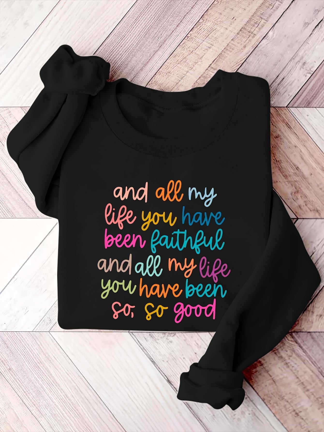 Cozy Christian Letter Print Sweatshirt - Crew Neck, Casual Pullover For Women | Perfect For Fall & Winter