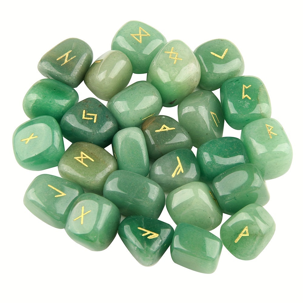 25pcs Crystal Stone Rune Stones Tumbled Engraved Lettering Crystal Set -Reiki Set