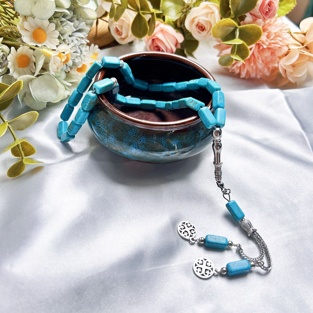 Simple Classic Style Stone Prayer Beads, Unplated Rectangle Bead Tasbih, Muslim Daily & Festival Occasion Handheld Counter - No Mosaic, All-Season