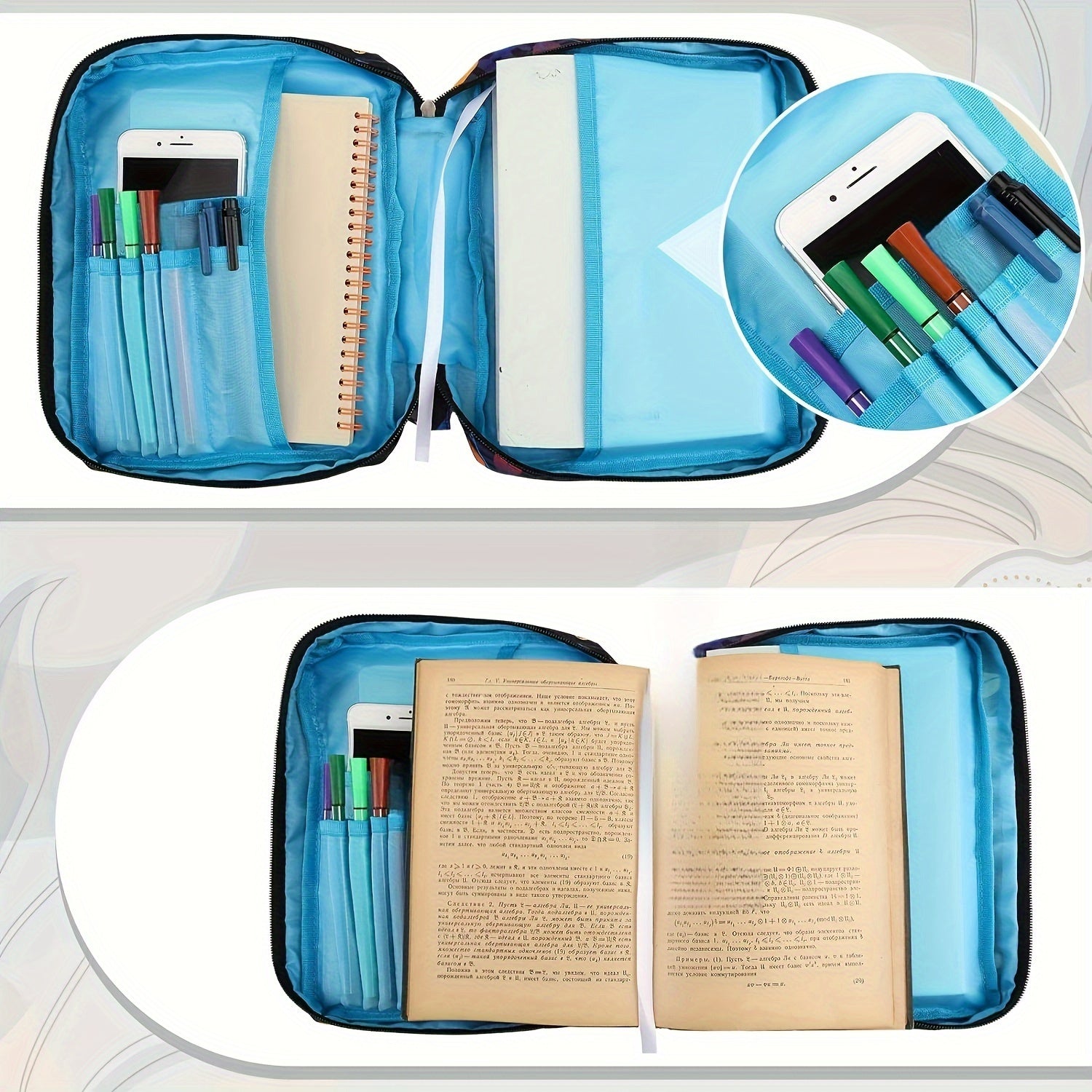 Floral Polyester Bible Cover with Handle, Carrying Organizer Bag, Christian Study Bible Case with Pockets and Bookmark - Protective Scripture Tote for Girls and Women