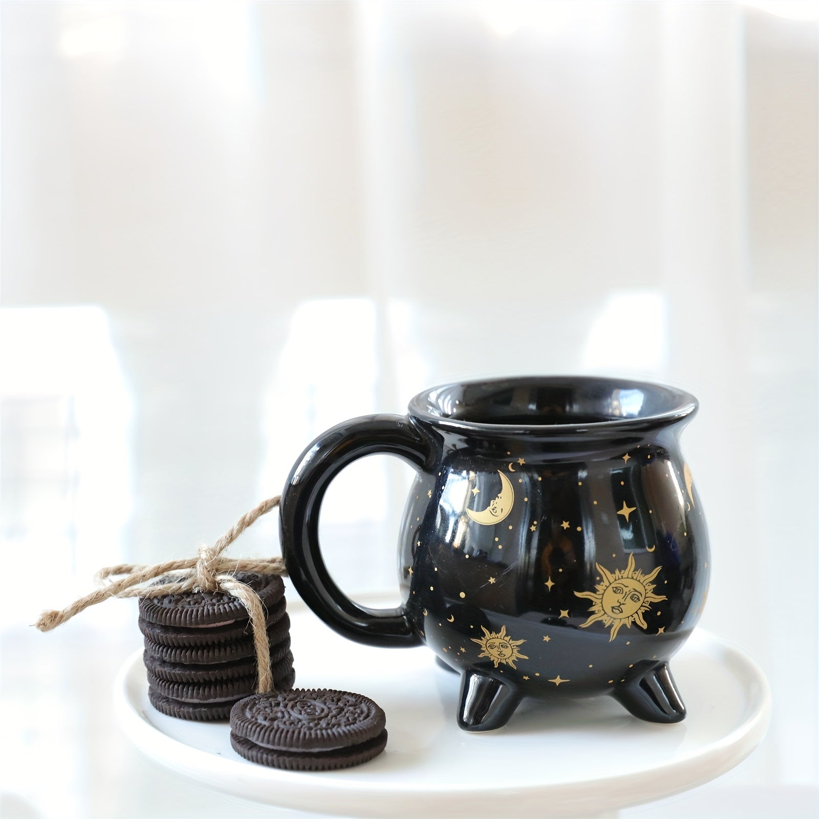 1pc,Moon And Stars Coffee Mug,350ml/11.8oz Witch Brew Shaped Ceramic Coffee Cups, Divination Water Cups, Spooky Witch Coffee Cup for Adults & Youngsters, Perfect for Halloween or Witchy Tabletop Decor, Festive Beverage Mug |