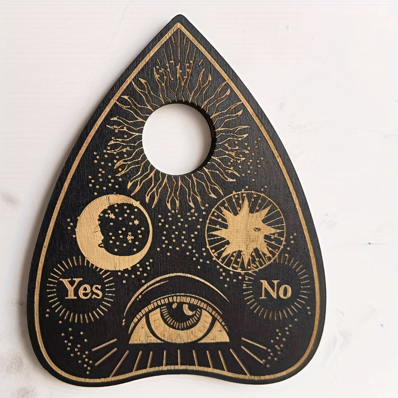 Vintage Halloween Spirit Board Set - 3pcs Wooden Ouija Board Kit with Planchette for Divination, Party Games, and Supernatural Art Display - No Electricity Required, Featherless