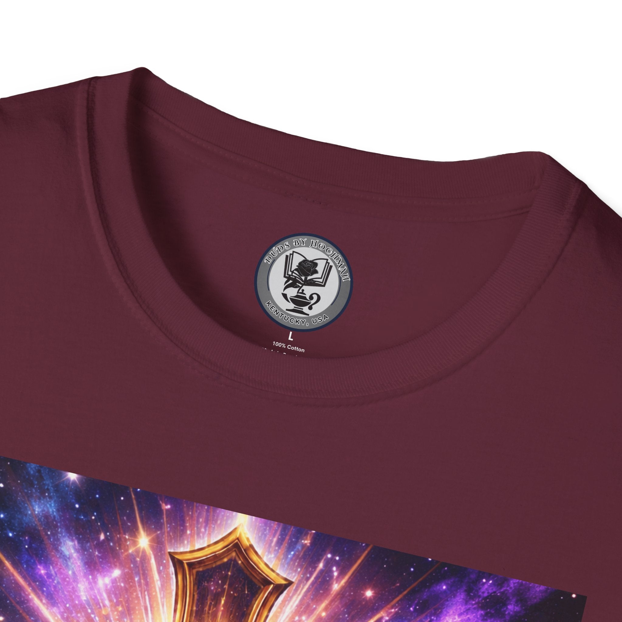 Cosmic Rose Cross T-Shirt — Rosicrucian Spiritual Floral Cross Graphic Tee