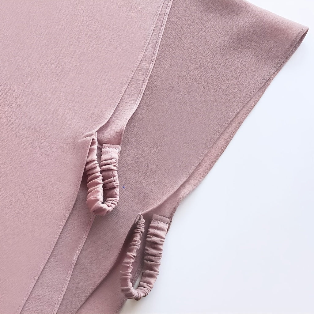 Large Rectangular Solid Color Chiffon Hijab Scarf with Elastic Band - Breathable & Lightweight, Perfect for Ramadan & Muslim Festivals, Easy to Wear as a Shawl or Wrap