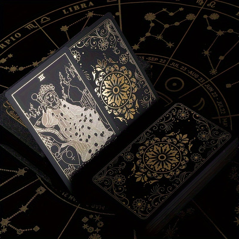 78 Black Golden Colorful Golden Foil Tarot Cards Stamping Plastic PVC Waterproof Tarot Board Games Black Cool Stamping