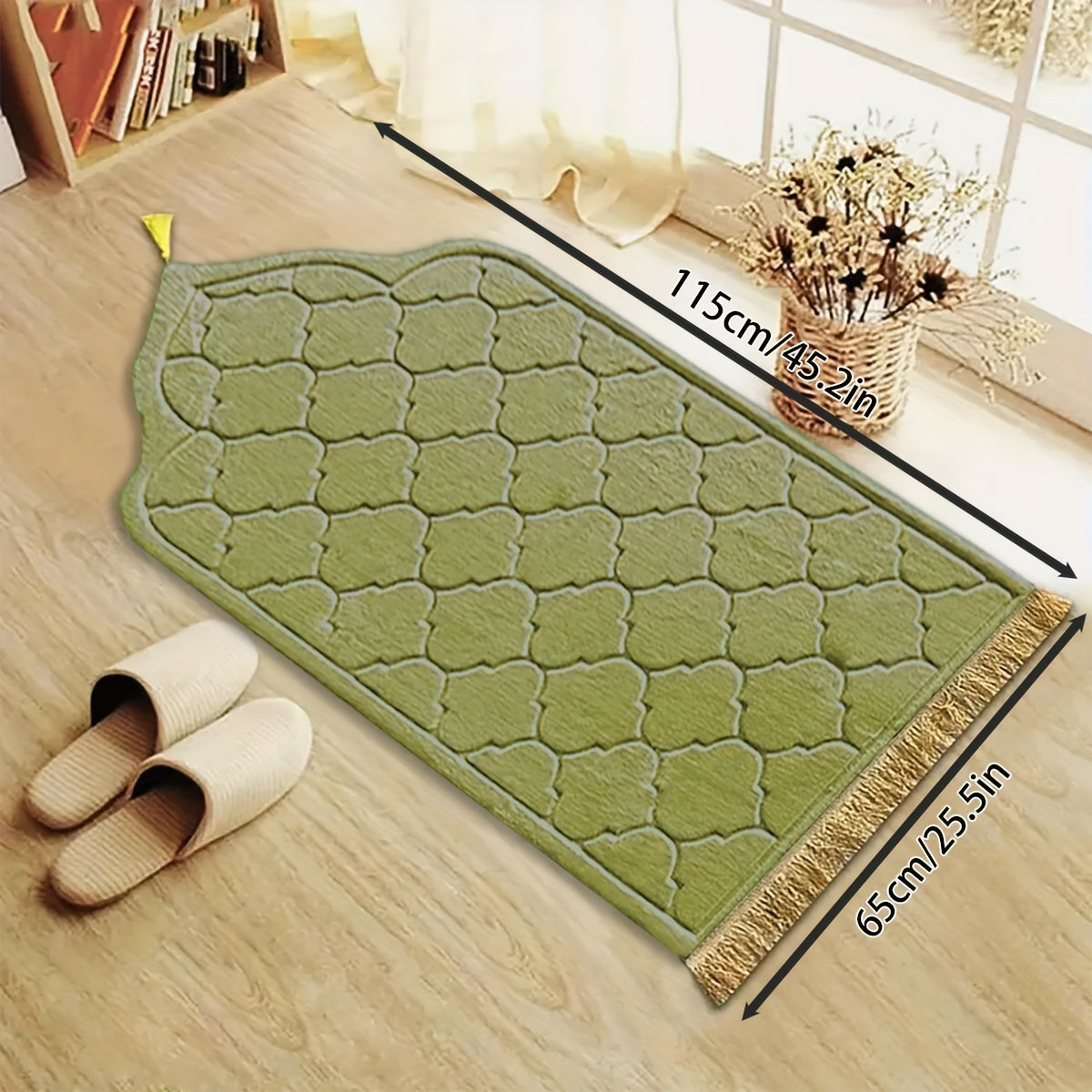 1 Pc Red Muslim Prayer Mat, Non-Slip Foldable Family Prayer Mat, Tassel Pilgrimage Mat, Thickened Kneeling Mat, For Pilgrimage Activities