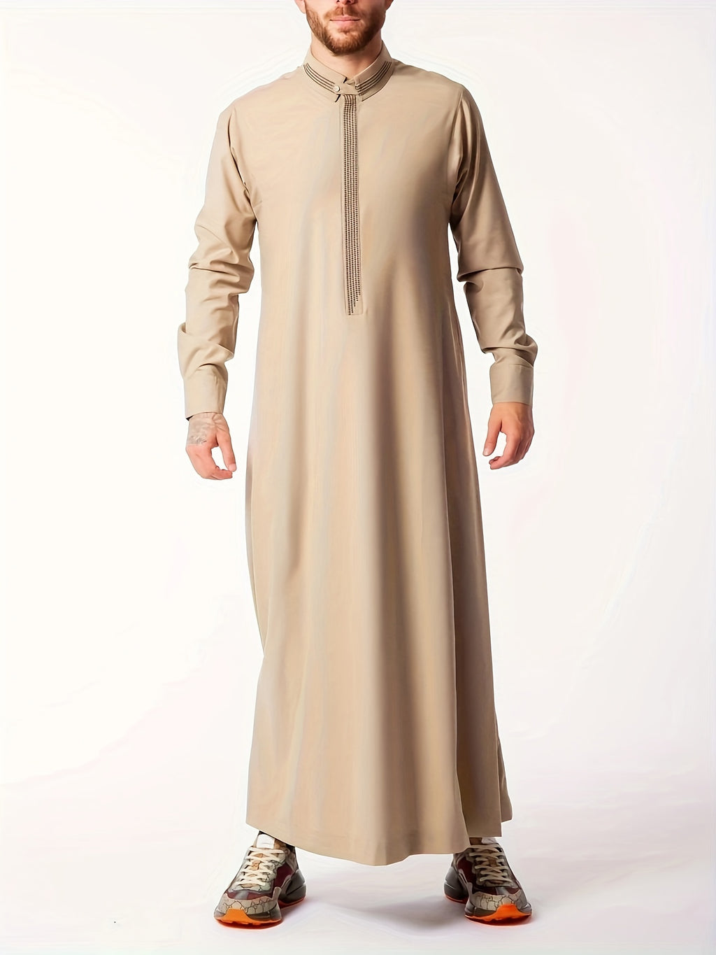 Plus Size Men's Men's Robe Muslim Casual Embroidered Robe Islamic Men's Four Seasons Formal Classic Robe