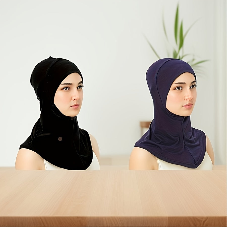 2pcs New Turban Cap Hijab Cap Ramadan Hat Hijab Thin Breathable Elastic Pullover Caps Elegant Style Muslim Head Wrap Gifts For Eid