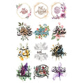 Muslim Eid Al-Fitr Design UV DTF Sticker Set. 4pcs/12 Floral Eid Mubarak Graphics. Handmade Cup Transfer Stickers. High-Quality Self-Adhesive Stickers, Suitable for Decorating Cups, Bottles, Phone Cases, Glassware, Etc