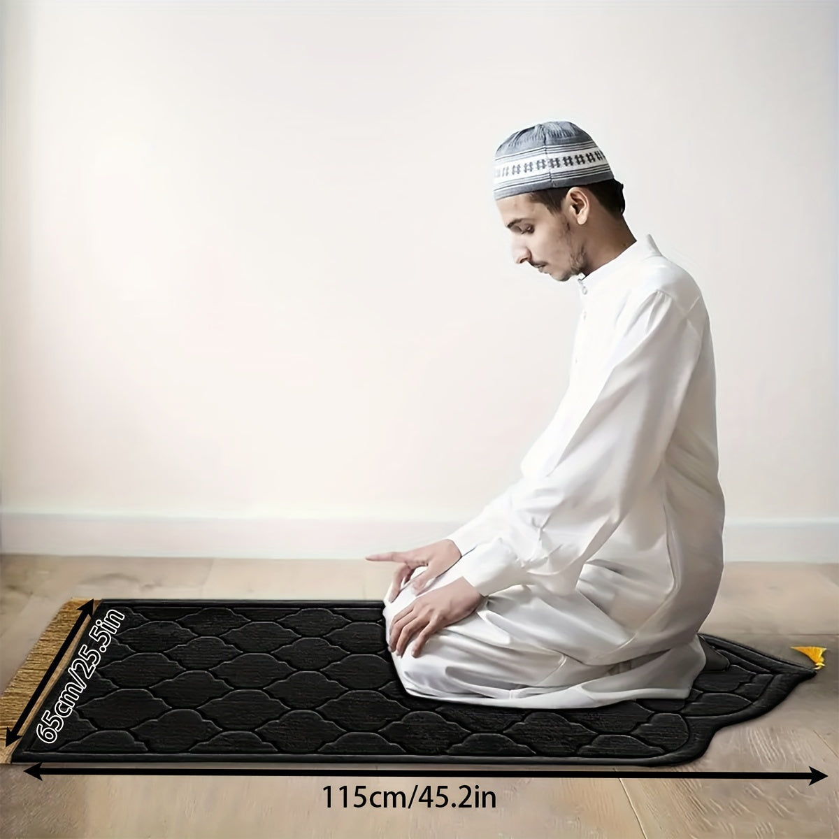 1 Pc Red Muslim Prayer Mat, Non-Slip Foldable Family Prayer Mat, Tassel Pilgrimage Mat, Thickened Kneeling Mat, For Pilgrimage Activities