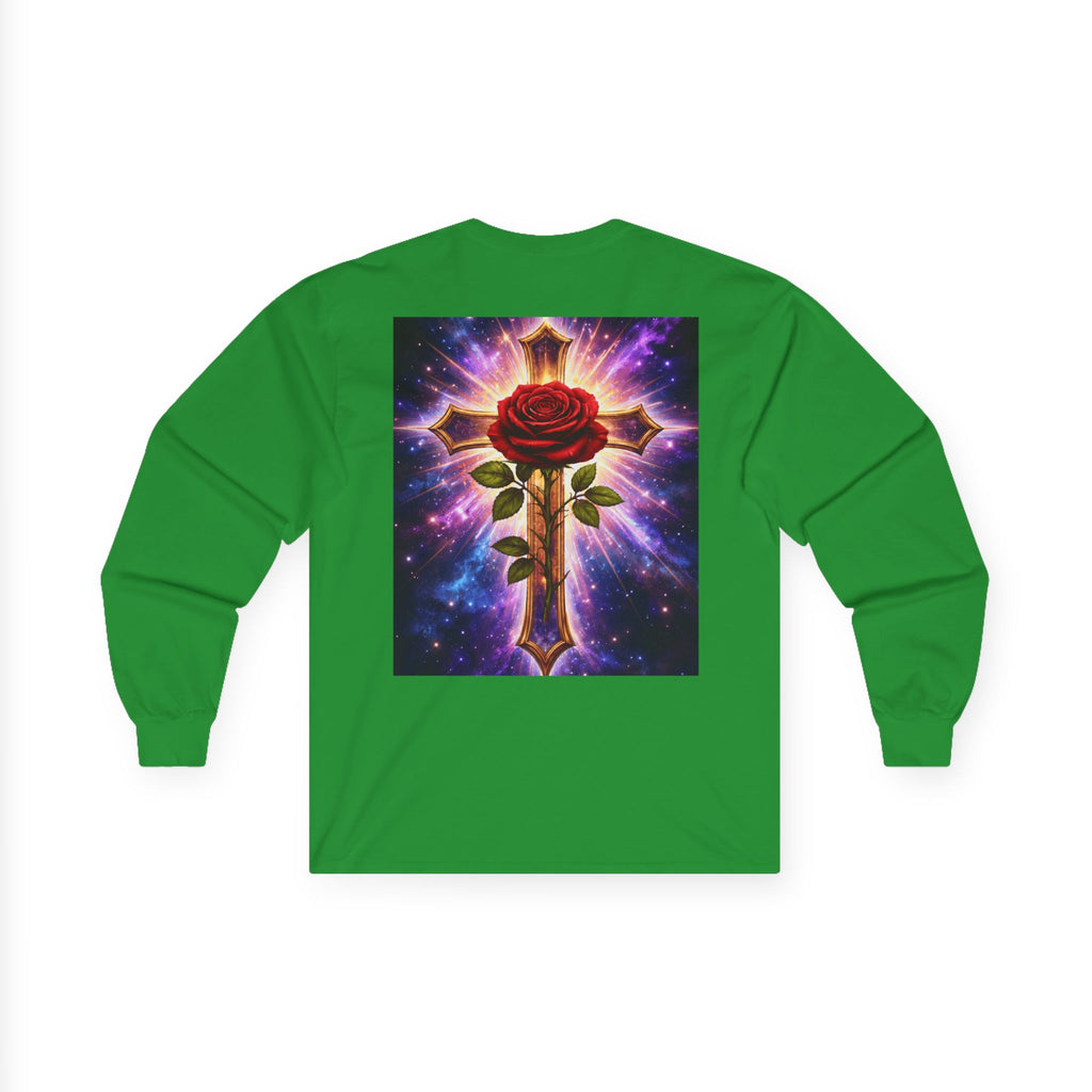 Peace Profound Long Sleeve Tee — Rose & Cross Spiritual Graphic Shirt