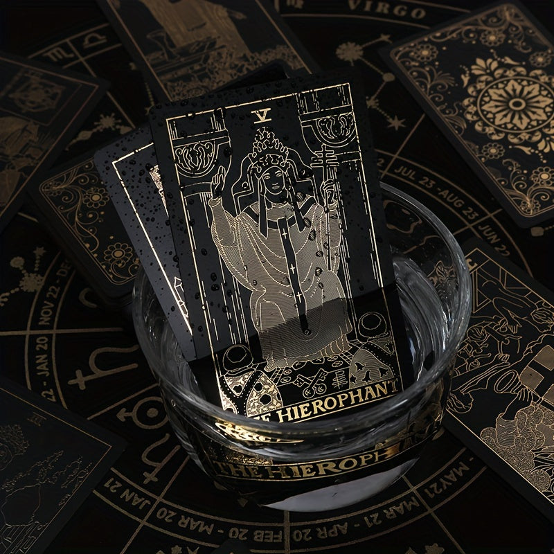 78 Black Golden Colorful Golden Foil Tarot Cards Stamping Plastic PVC Waterproof Tarot Board Games Black Cool Stamping