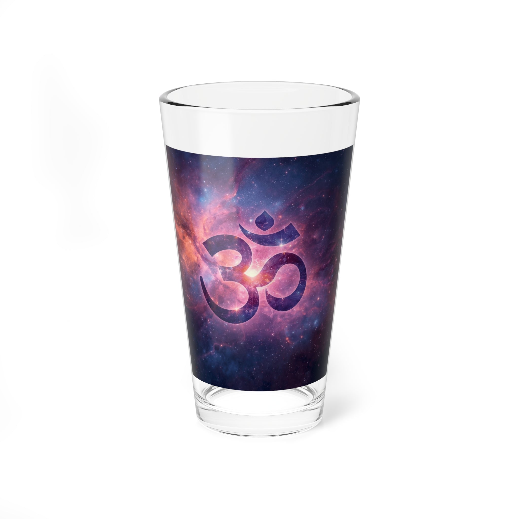 Om Symbol Galaxy Glass — 16oz Cosmic Meditation Drinking Glass