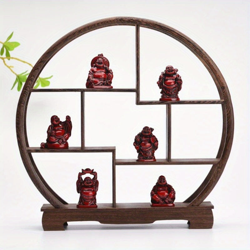 Feng Shui 2in Red Resin Laughing Buddha Statue Figurines Set of 6 BS001