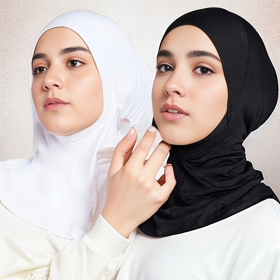 2pcs New Turban Cap Hijab Cap Ramadan Hat Hijab Thin Breathable Elastic Pullover Caps Elegant Style Muslim Head Wrap Gifts For Eid
