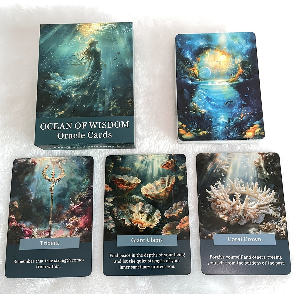 Ocean of Wisdom Oracle Cards - Large 4.72" x 3.38" Tarot Deck, 46-Card Set for Fortune Telling & Prophecy, English Keywords