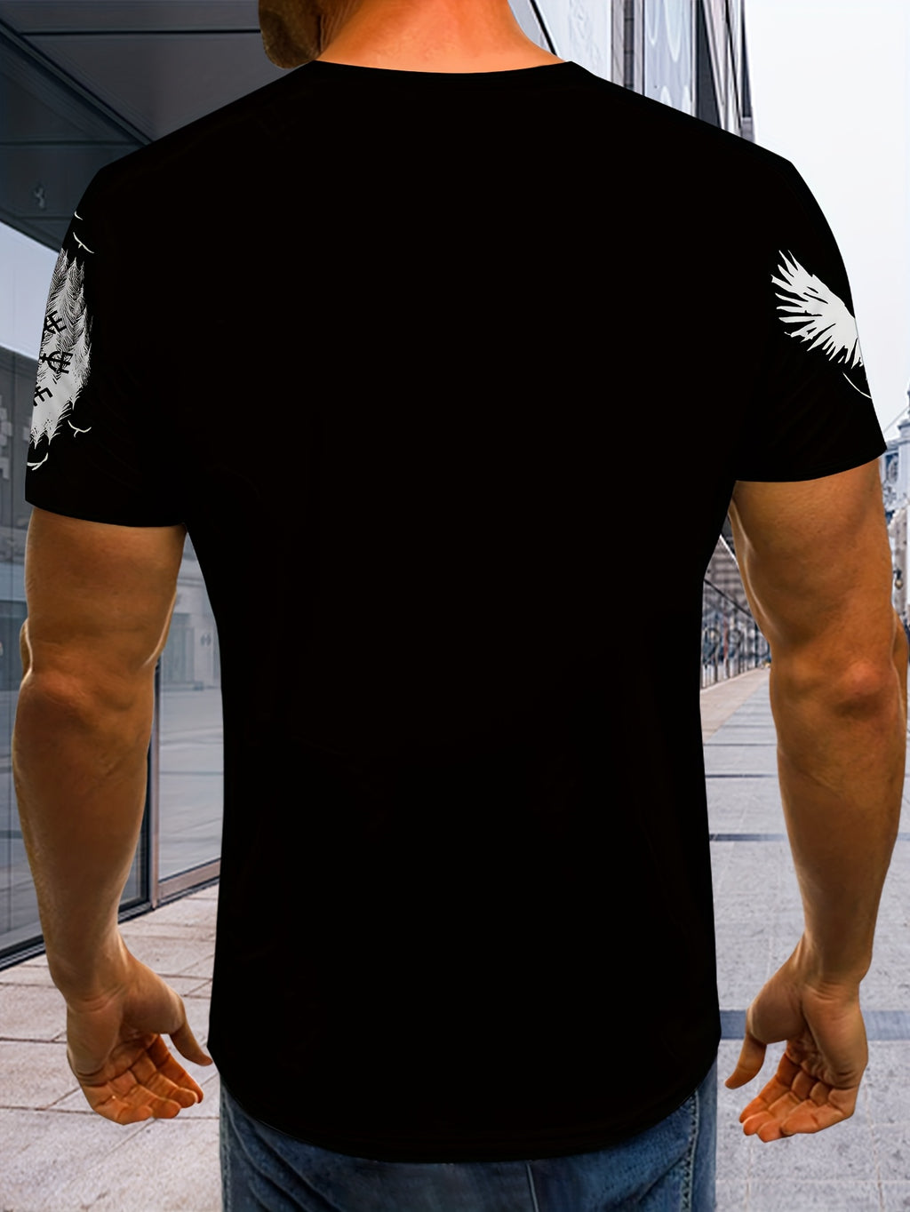 Men's Viking Norse T-Shirt with 3D Viking Rune & Norse Mythology Print - Viking, Yggdrasil Tree & Odin Rune (Elder Futhark) - Breathable Summer Casual Wear, Viking-Inspired Clothing for & Everyday Use