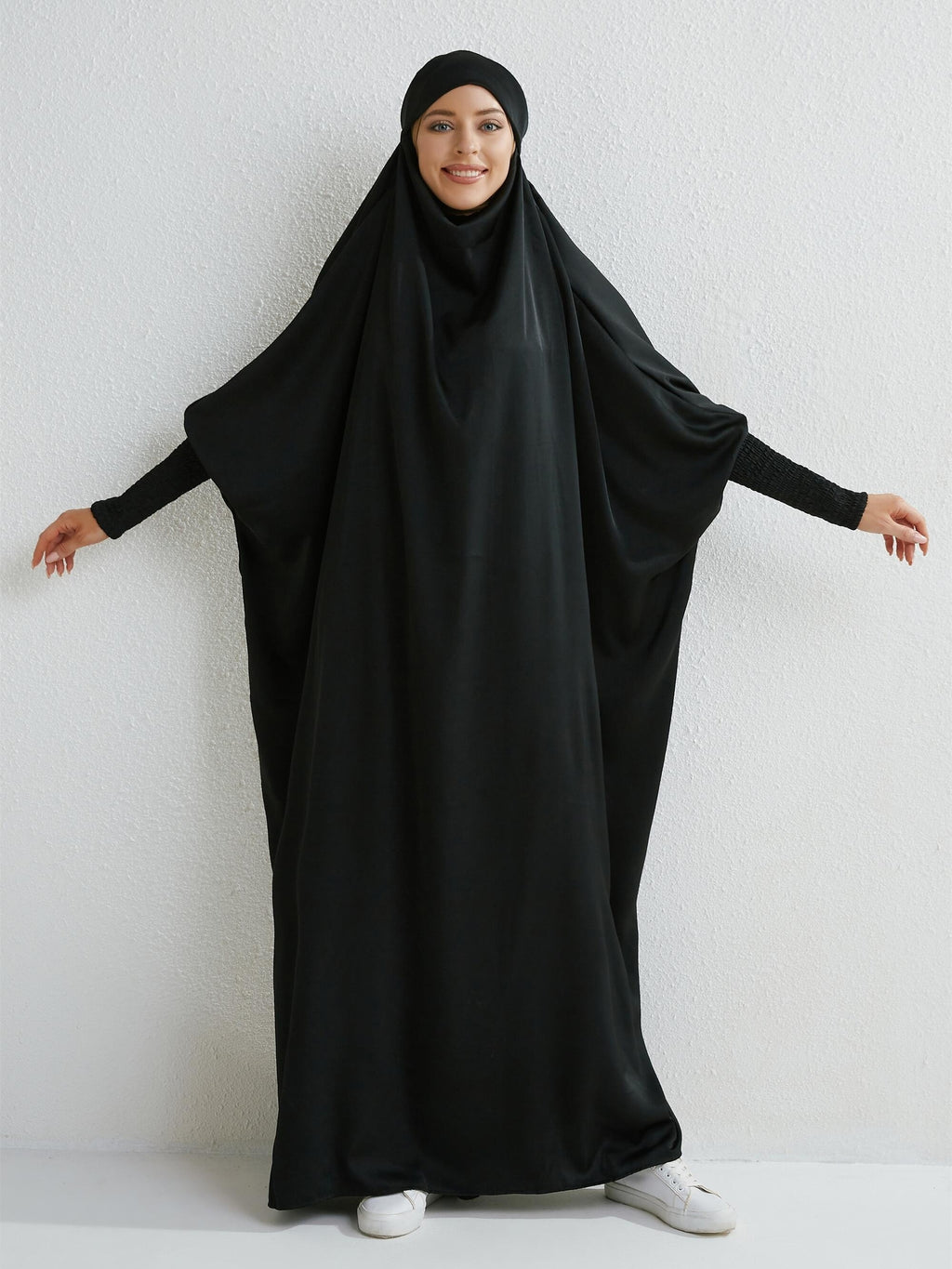 Ramadan Solid One-Piece Prayer Modest Dress - Modest Full Length Dress With Hijab -  For Women - Suitable for Ramadan & Islamic Events - Perfect Gift for Muslim Women