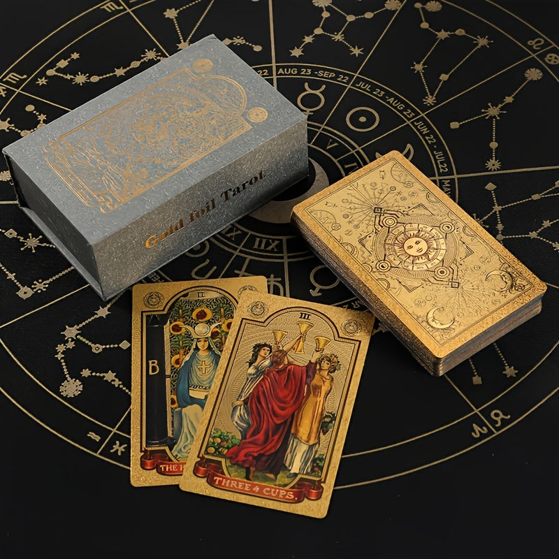 Gold Foil Tarot, 78 Tarot Card, Gift Choice, 1 Deck Of Tarot With Instruction Book.