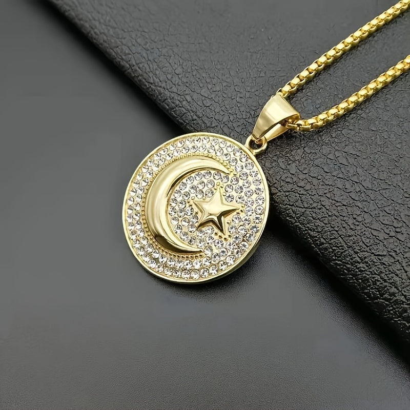 1pc Muslim Crescent and Star Islamic Necklace Amulet Islamic Jewelry Gift for Friends