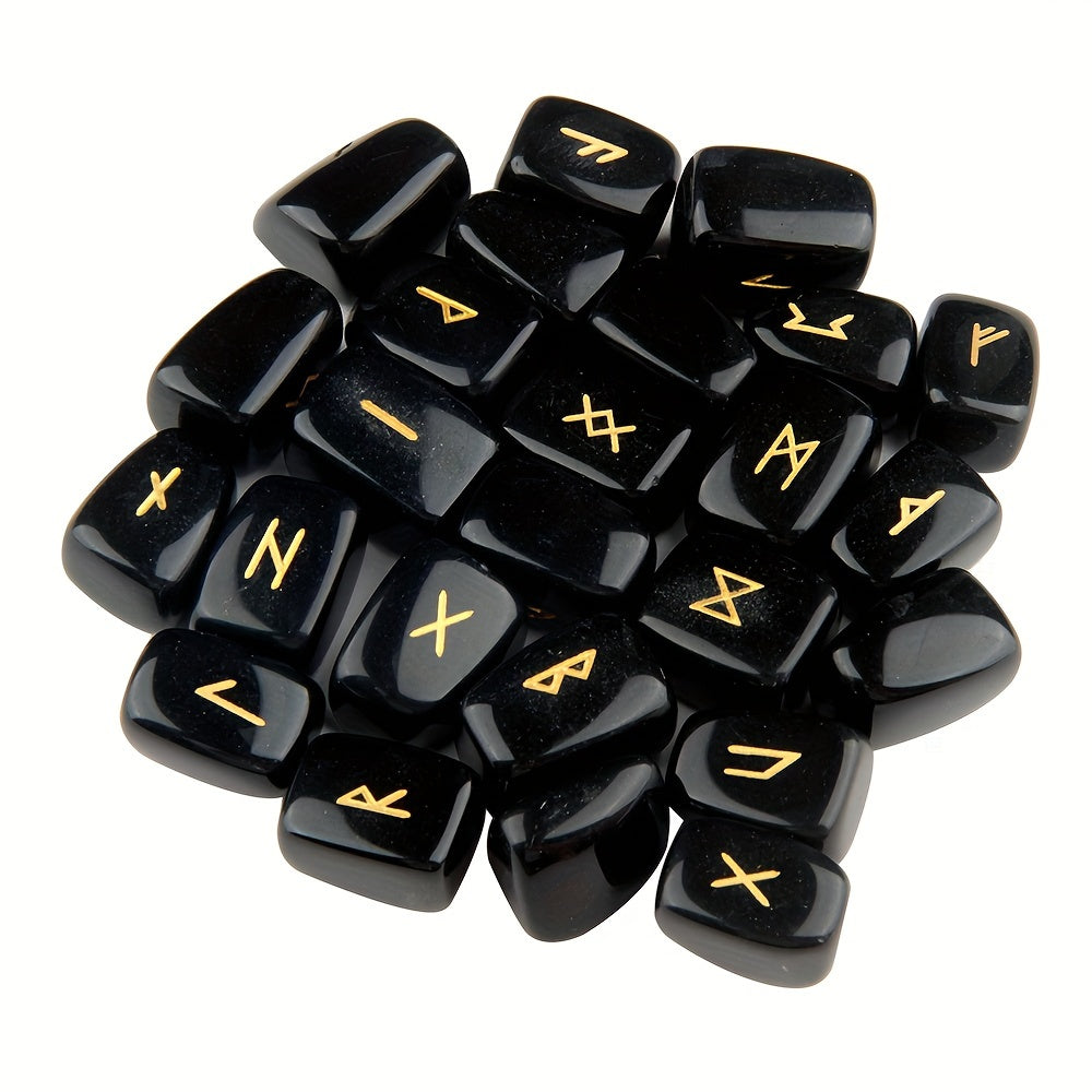 25pcs Crystal Stone Rune Stones Tumbled Engraved Lettering Crystal Set -Reiki Set