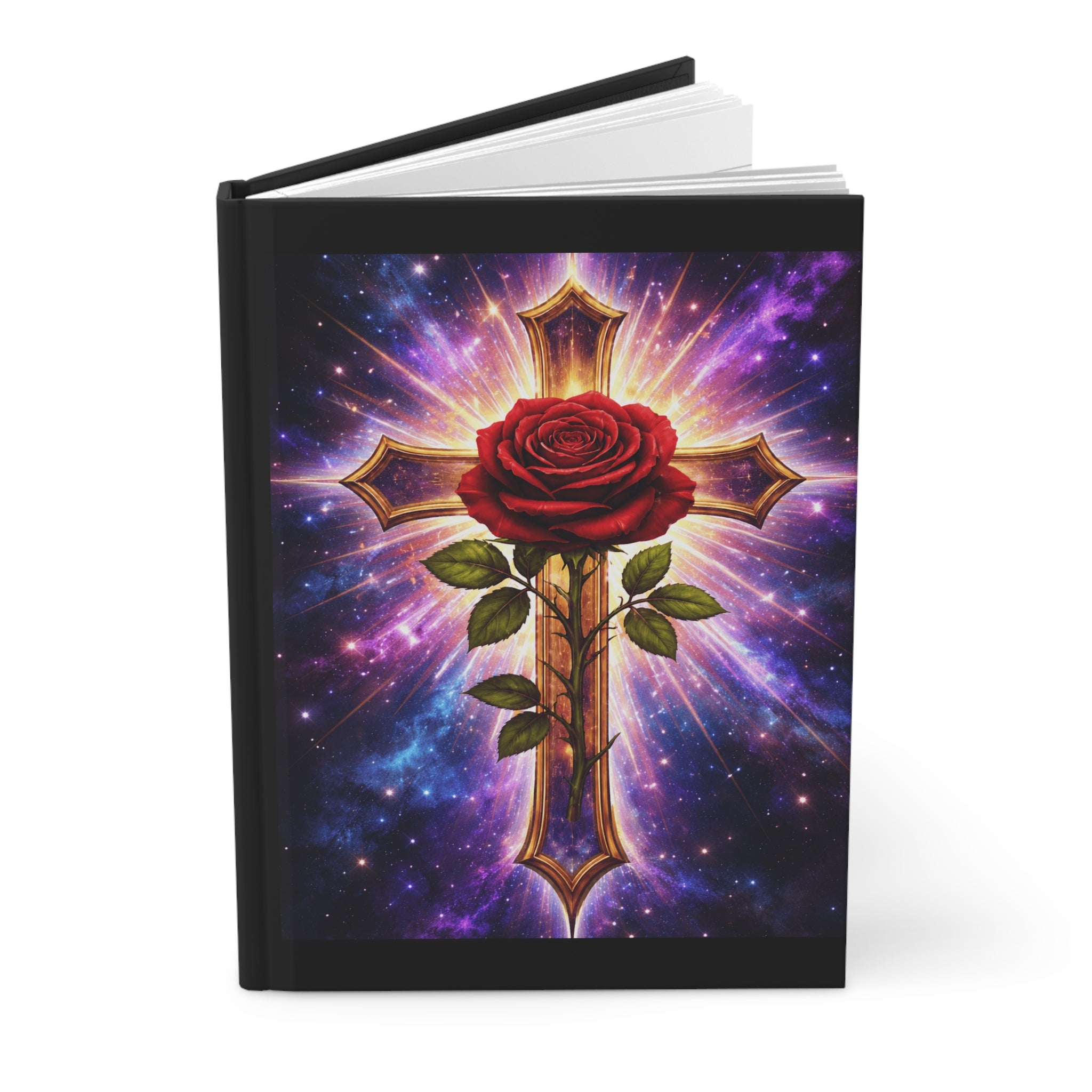 Rose Cross Hardcover Journal — Spiritual Gothic Notebook for Prayer, Devotion & Reflection