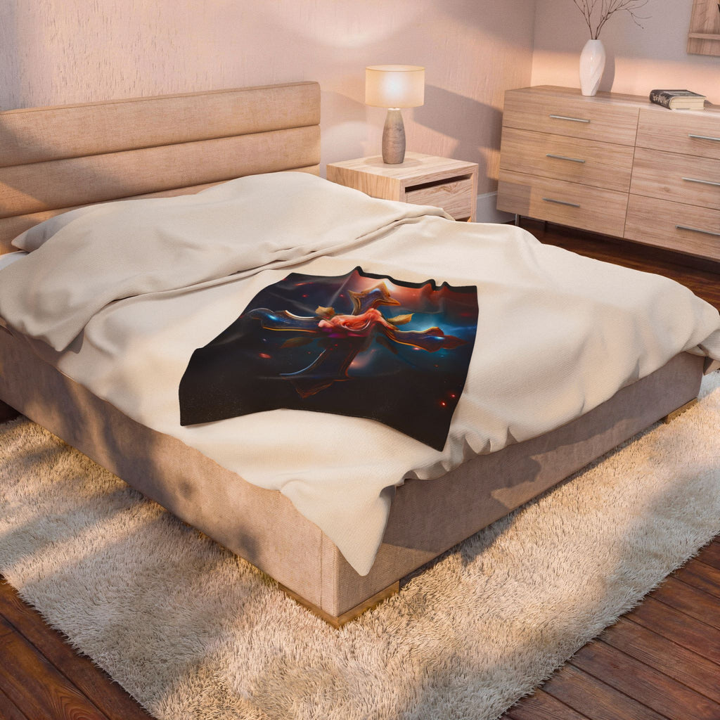 Mystic Rose and Cross Velveteen Plush Blanket