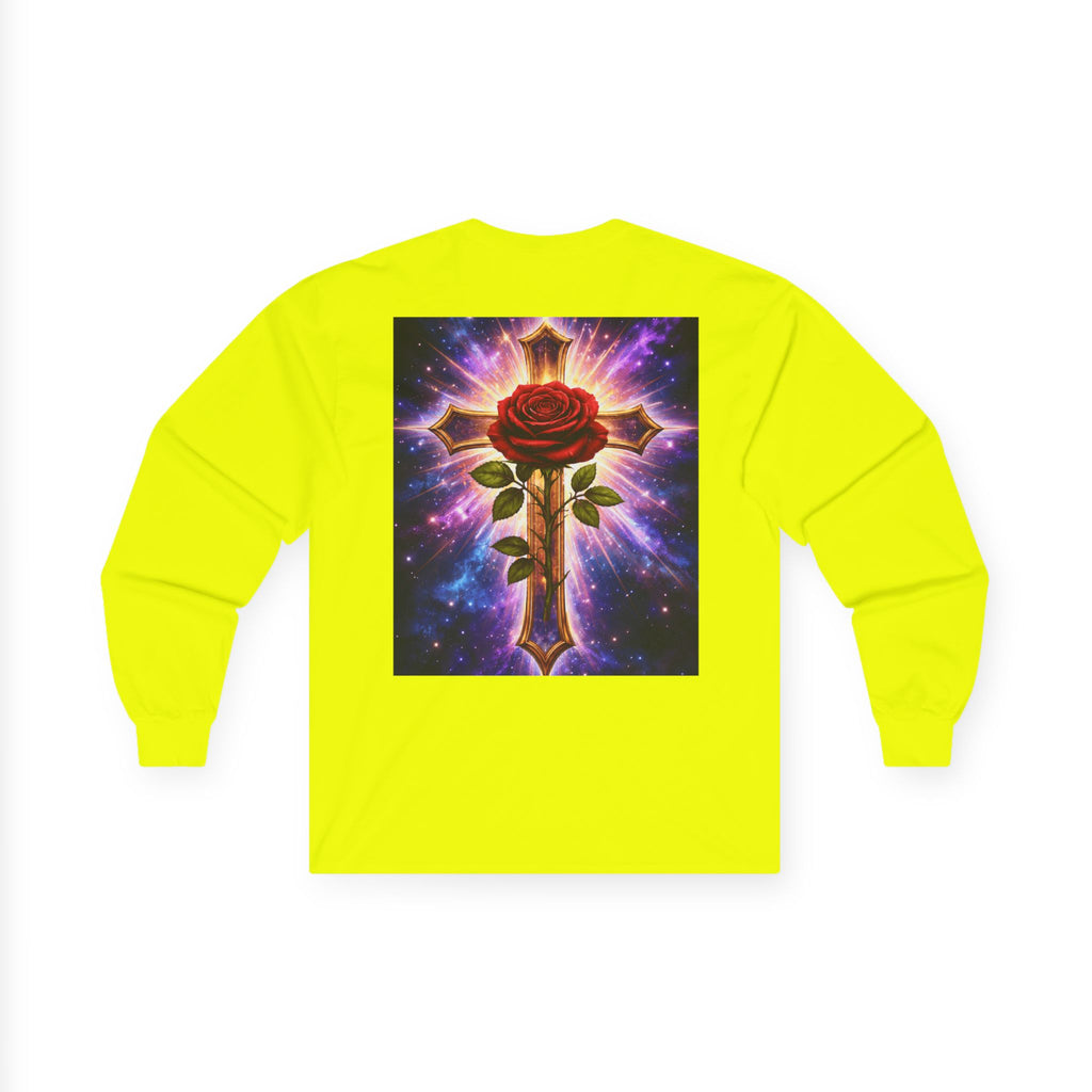 Peace Profound Long Sleeve Tee — Rose & Cross Spiritual Graphic Shirt