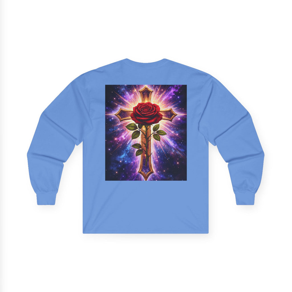 Peace Profound Long Sleeve Tee — Rose & Cross Spiritual Graphic Shirt
