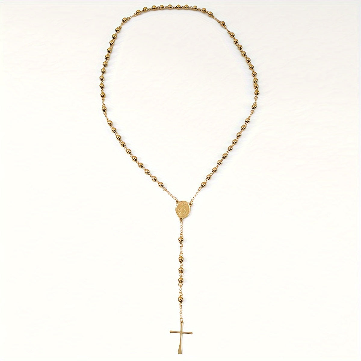 Religion Christian Stainless steel necklace For Women Virgin Mary Jesus Cross pendant Long beads chains Fashion Jewelry