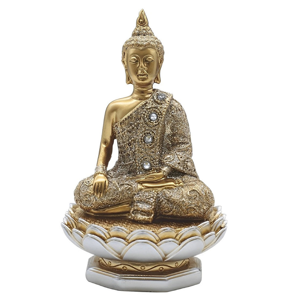 FC Design 6"H Earth Touching Buddha on Lotus Seat in Gold and Silver Figurine Statue Home/Room Decor and Perfect Gift Ideas for House Warming, Holidays and Birthdays Great Collectible Addition