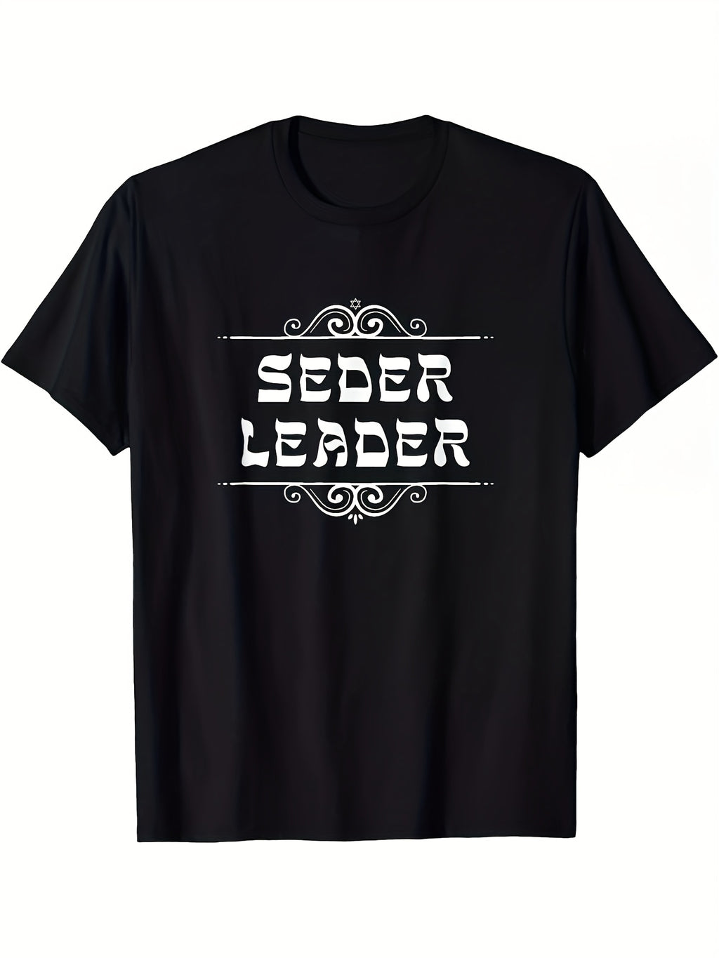 Men's Jewish Festival Seder Leader T-Shirt - Funny Hebrew Lettering & Haggadah Design, Loose Fit Casual Streetwear Short Sleeve Round Neck, with Print for Passover Seder Party Gift, Plus Size