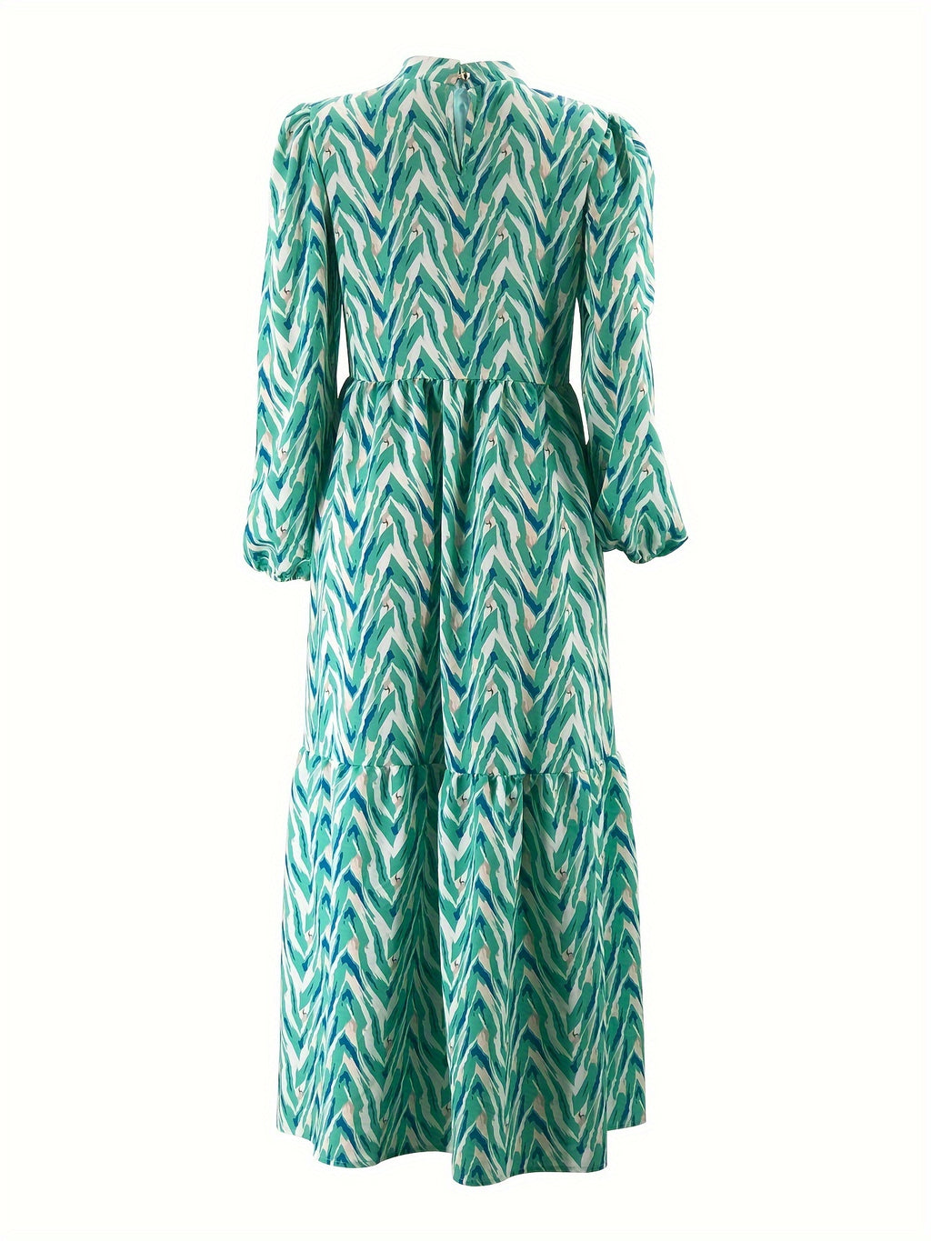 Women's Middle Eastern Muslim Printed Dress, Casual Style, Color Block Pattern, Polyester 95% Spandex 5%, All Season, Woven Fabric, 180 g/m² - Headscarf Not Included