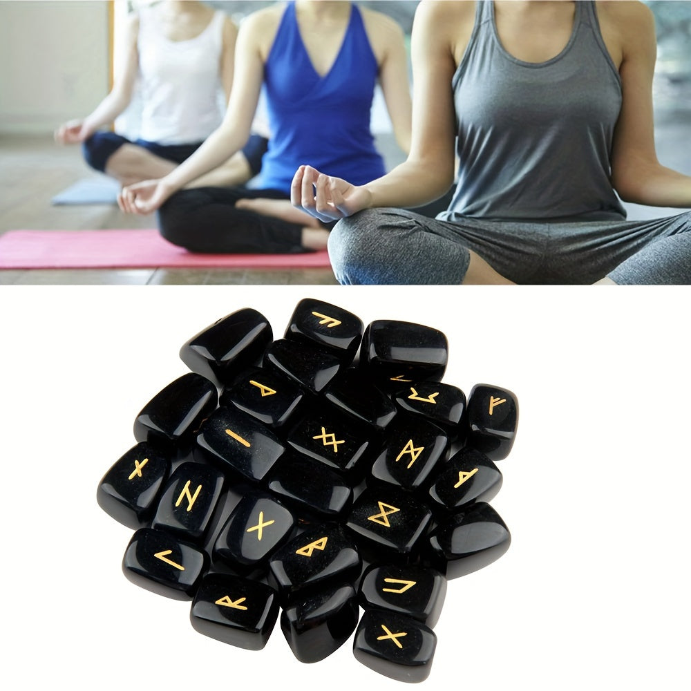 25pcs Crystal Stone Rune Stones Tumbled Engraved Lettering Crystal Set -Reiki Set