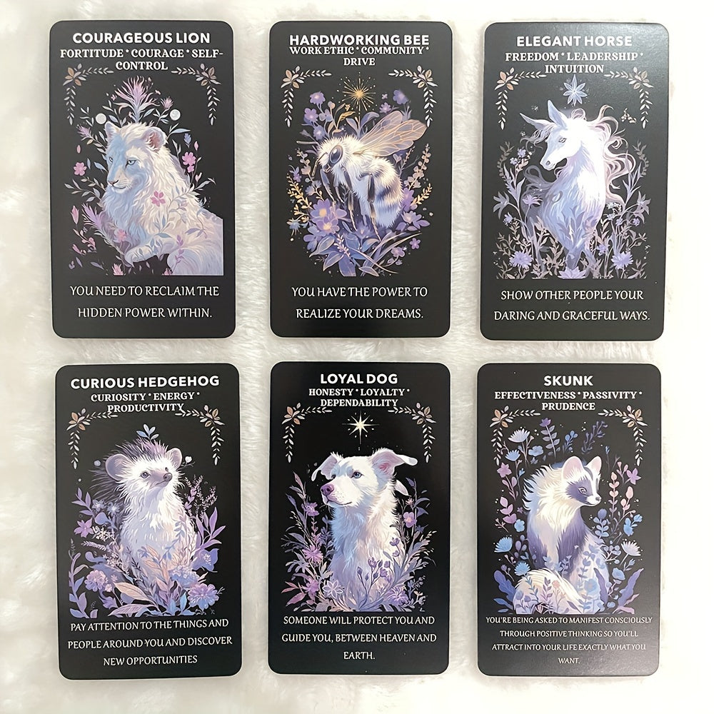 Animal Tarot Cards, Cute Forest Oracle Cards, Fortune Telling Toys, Tarot Cards with Keywords, 4.72x2.76inch, 57 Cards